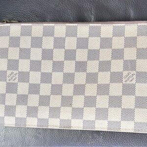 Louis Vuitton Damier Azur Zip Pouch - Blue/White with Pink Trim